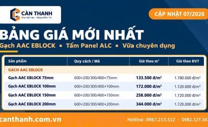 Bảng giá Gạch AAC EBLOCK, Tấm Panel & Vữa