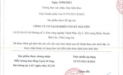 Hồ sơ chịu lửa EI 240 tường gạch AAC E-Block và tấm ALC EPANEL