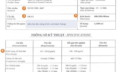 Checklist nghiệm thu vật liệu đầu vào gạch AAC, tấm AAC, tấm ALC
